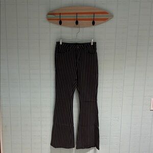 Black and Gray Striped Flare Jeans